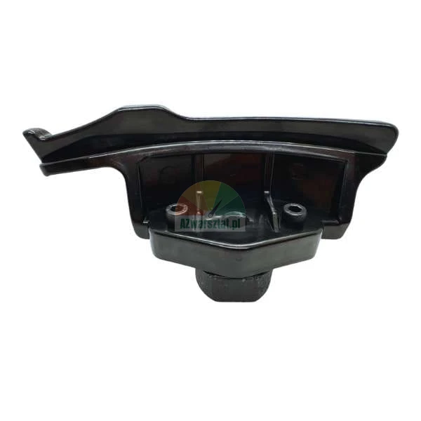 Black plastic mounting component or guide with screw holes.