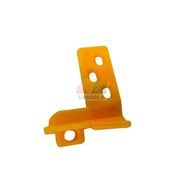 Yellow L-shaped plastic mounting component with holes.