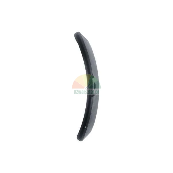Black curved plastic guide rail with a mounting hole on a white background.