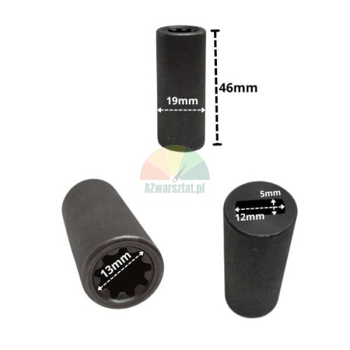 Motor adapter (clutch) 12mm with dimensions