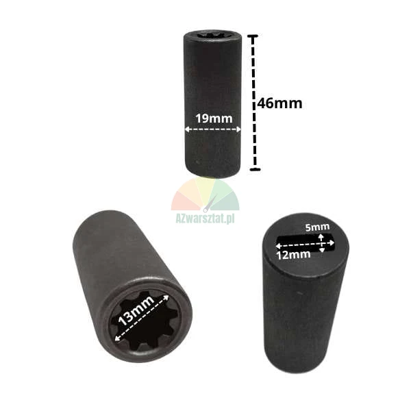 Motor adapter (clutch) 12mm with dimensions
