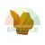 Small yellow plastic component, slider or clip for a mechanism, side view on white background.