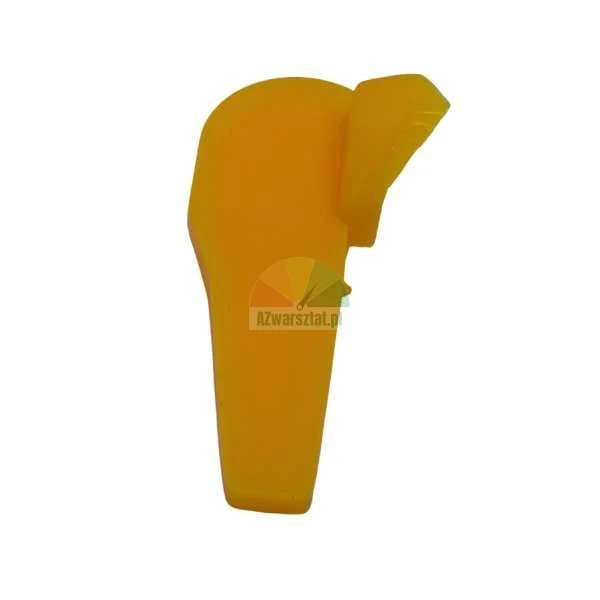 Yellow plastic trigger safety part isolated on a white background.