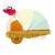 Yellow plastic element, mechanism handle on white background with 24h shipping from Poland logo.