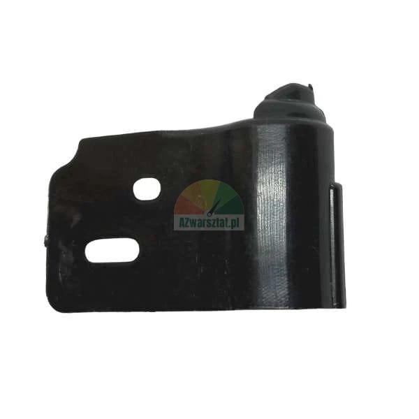 Black metal mounting bracket with two oval mounting holes on a white background.