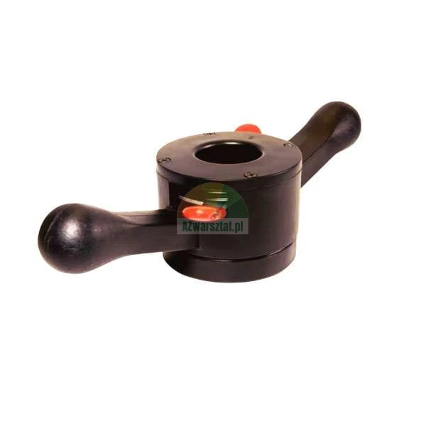 Black barbell collar with two handles and red accents