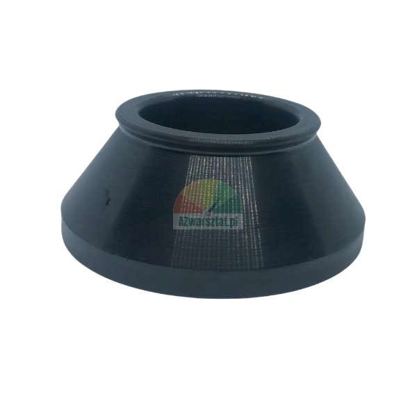 Black conical bicycle hub guard on a white background.