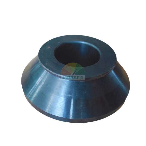 Black industrial rubber cone bush with a central hole on a white background.