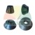 Four black conical rubber bushings shown from different angles on a white background.