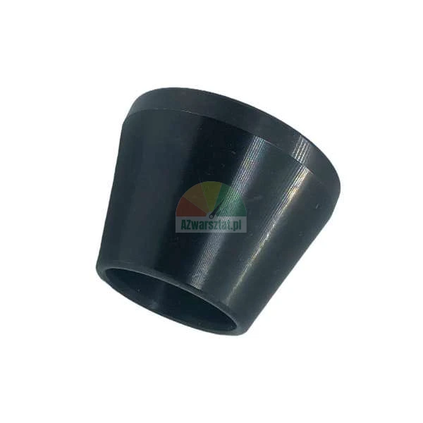 Black tapered spacer sleeve, conical plastic component for assembly.