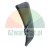Black curved plastic component with a mounting hole on a white background