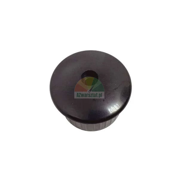 Black round plastic knob with a central mounting hole.