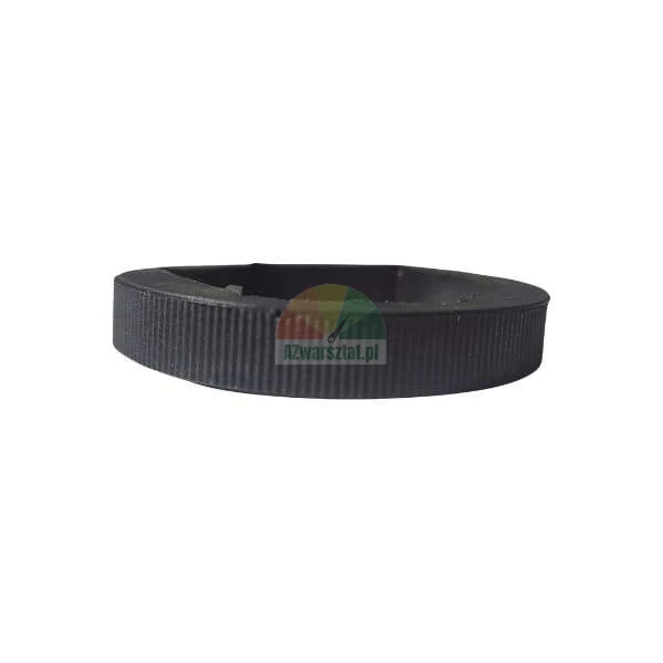 Black rubber ring with a ribbed texture on a white background.