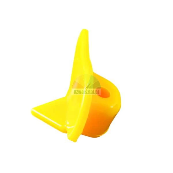 Yellow plastic wing knob component.