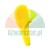Yellow plastic component with an elongated shape and a triangular protrusion, resembling a bird's beak.