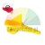Yellow plastic replacement part for garden machinery on a white background.