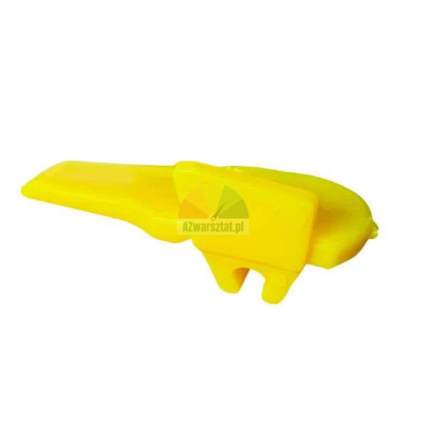 Yellow plastic tile leveling wedge on a white background.