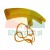 Yellow rim protector tool for tire mounting with orange string on white background.