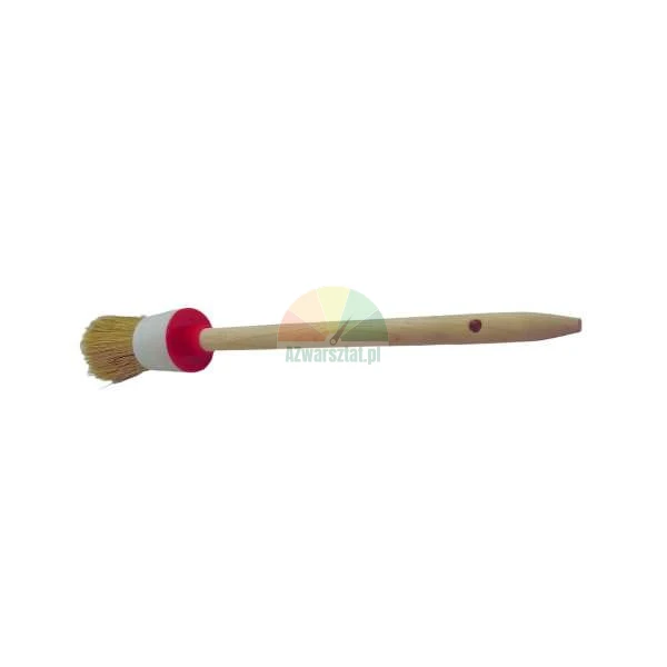 Round sash paintbrush with a wooden handle and natural bristles