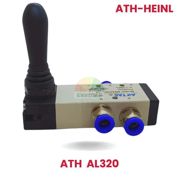 Pneumatic control valve up-down AL320 replacement for ATH-Heinl with black lever and blue connectors.