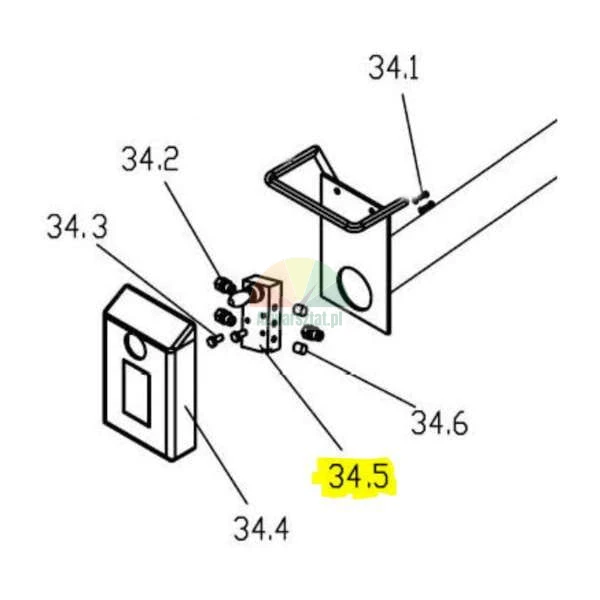 Technical assembly diagram of a machine part with component 34.5 highlighted