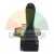Manual pneumatic hand lever valve with a black handle and brass silencers on a white background.