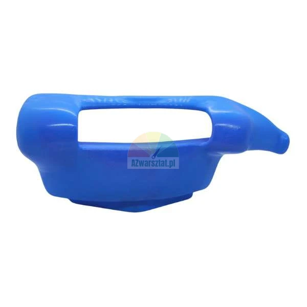 Blue plastic protective cover with a rectangular cutout.