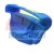Blue plastic mounting bracket with a handle and screw holes