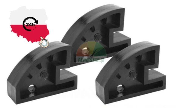 Three black plastic corner protectors on a white background with a 24h fast shipping from Poland icon.