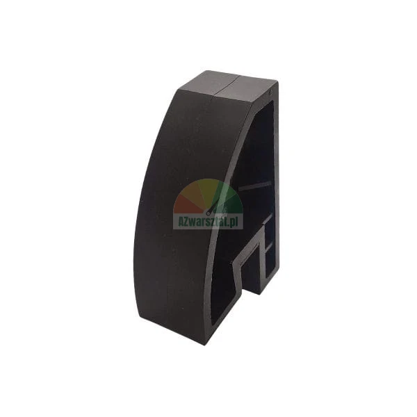 Black plastic finishing element with an arched shape