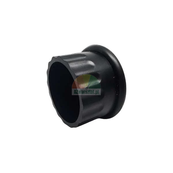 Black plastic ribbed cap with a rounded rim on a white background.