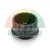 Black plastic cylindrical part with a fluted outer surface and internal spoke structure on a white background.