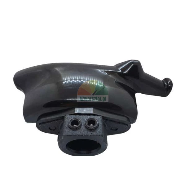 Black glossy tire changer mounting head showing the bracket with two hex screws.