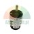 Industrial rotary cam switch with a metal shaft and terminal markings, visible nameplate with technical specifications.