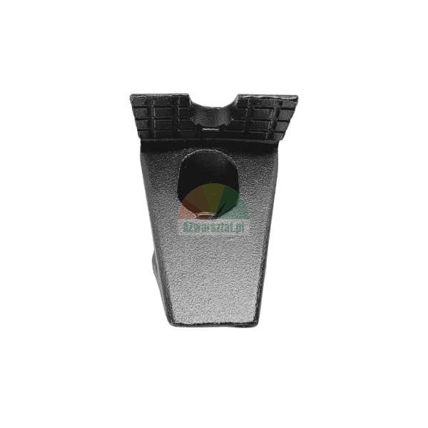 Black metal excavator bucket tooth isolated on a white background.