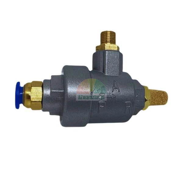 Quick exhaust valve with threaded port, push-in fitting, and bronze silencer
