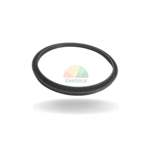 Black rubber gasket ring on a white background.