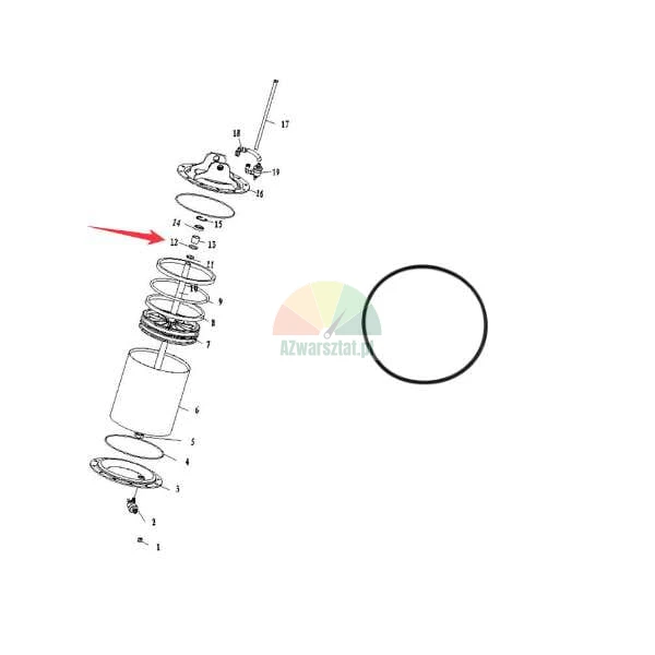 O-ring seal for a pneumatic cylinder shown on a technical exploded view diagram