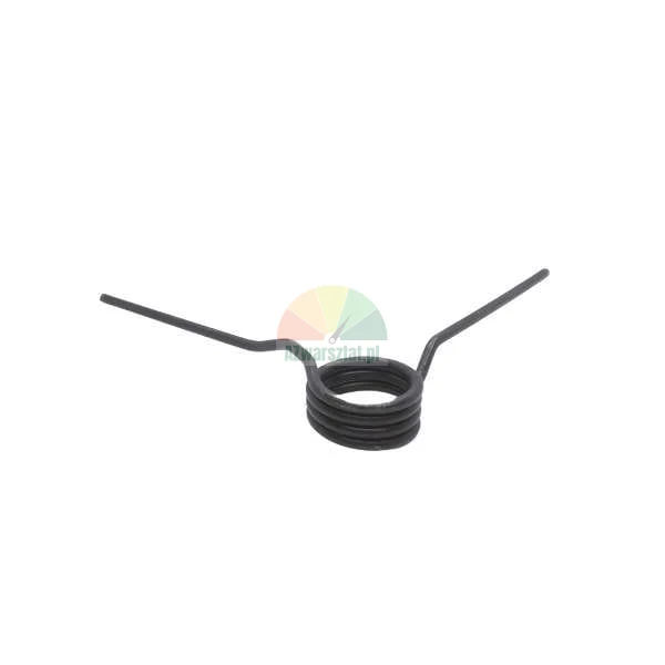 Metal torsion spring with two arms on a white background
