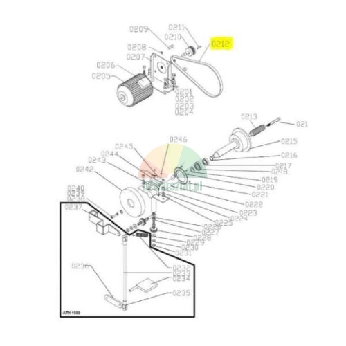 Black drive belt for ATH-Heinl wheel balancer, technical diagram