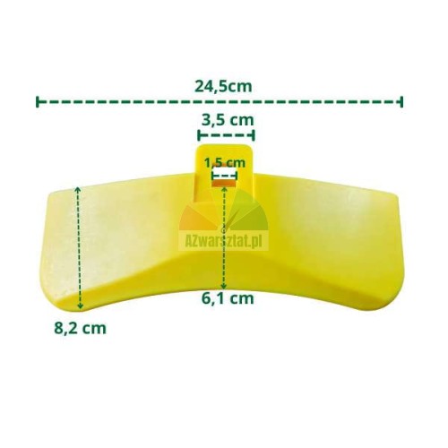 Yellow profiled plastic bead breaker blade cover with dimensions