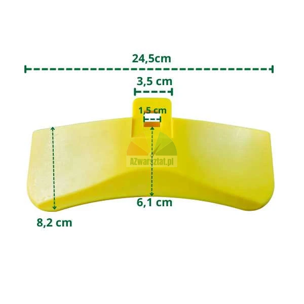 Yellow profiled plastic bead breaker blade cover with dimensions