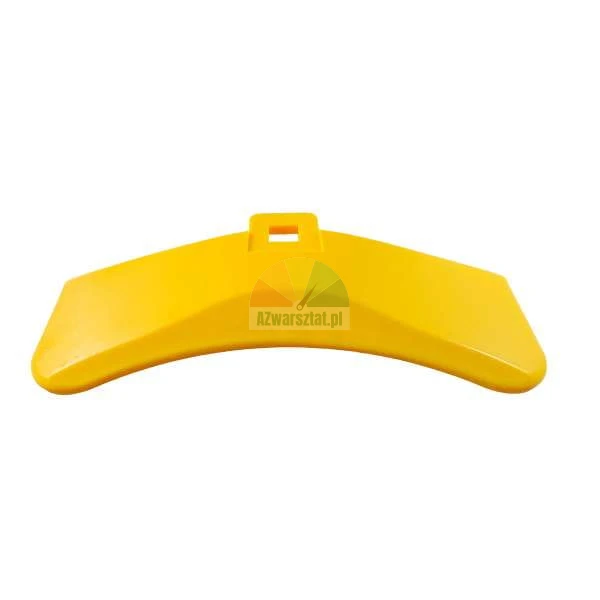 Yellow curved plastic element with a square mounting hole