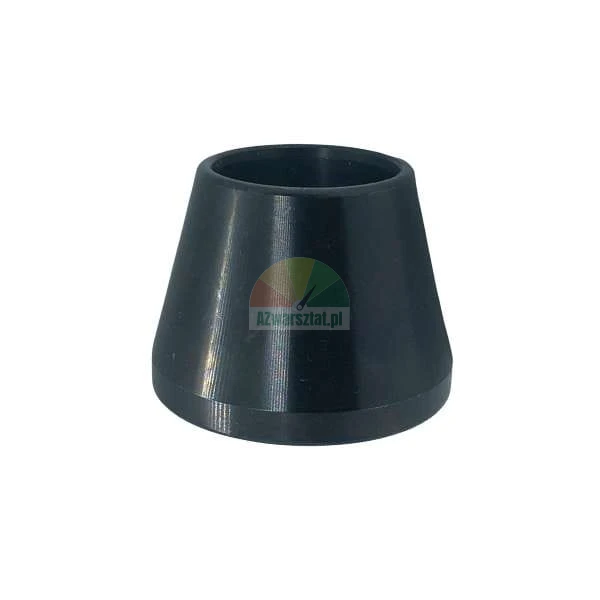 Black conical plastic bushing on a white background