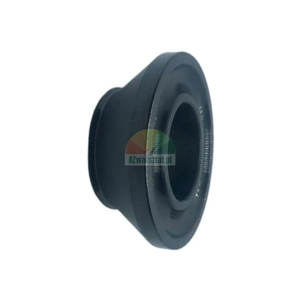 Black conical mechanical component with a central hole on a white background.