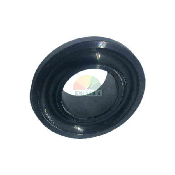 Black industrial metal spacer bushing shown at an angle on a white background.