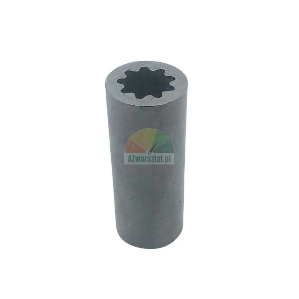 Metal splined sleeve with internal star profile on a white background.