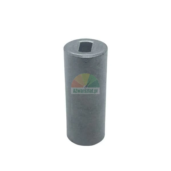 Metal sleeve with a rectangular hole on a white background.