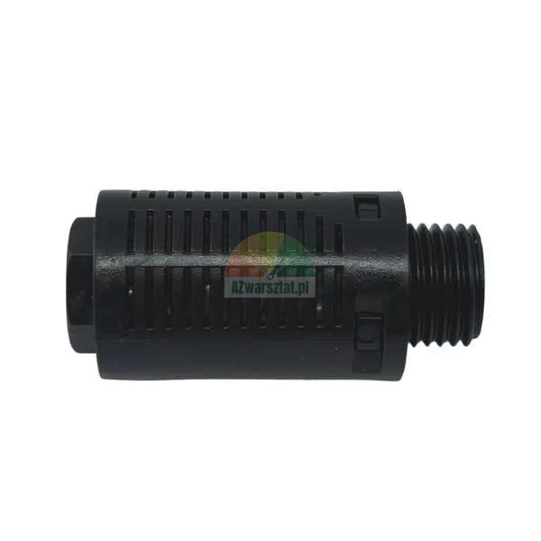 Black plastic pneumatic silencer with male thread.