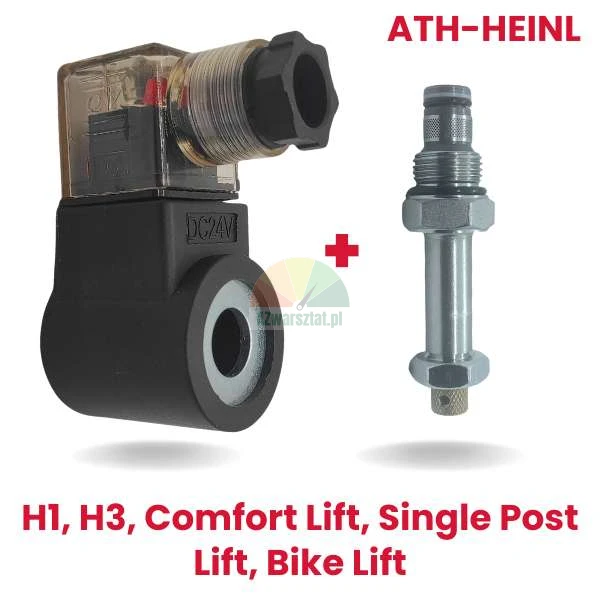 ATH-Heinl replacement: Electromagnetic coil with lowering valve 24V DC for H1, H3, Comfort Lift, Single Post Lift, and Bike Lift